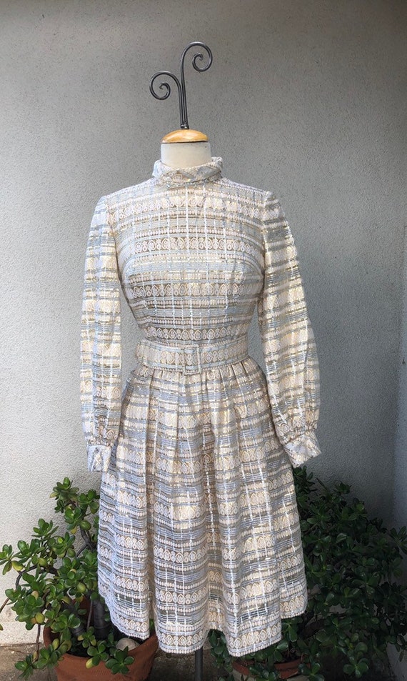 cocktail dress hk 1960s Hong Kong Gold Cherry Blossom Floral Brocade Cocktail Dress and Coat