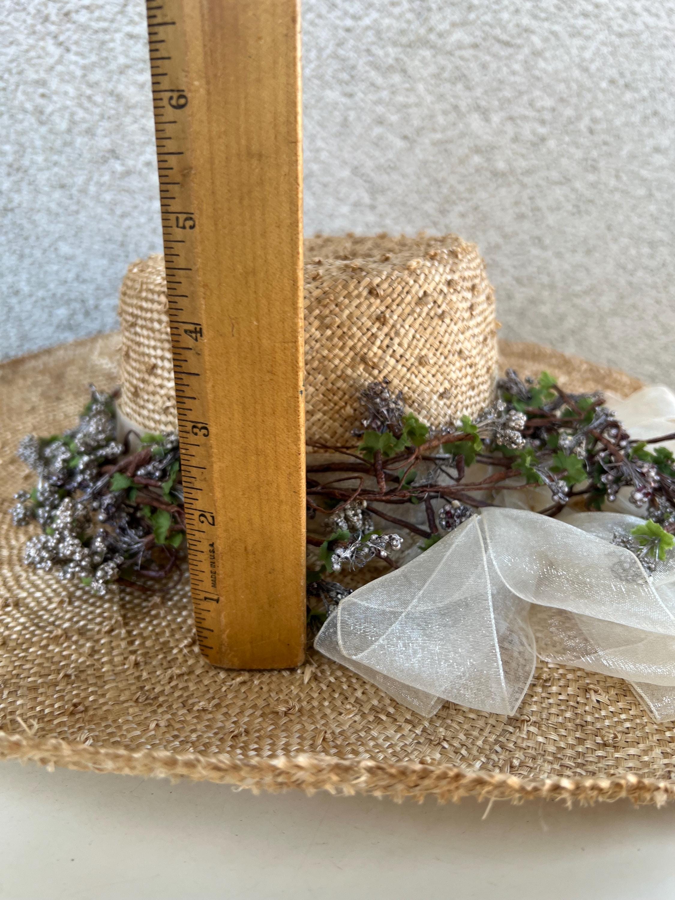 Vintage romantic natural knobby tan straw boater hat Floral Fleur De Paris  21” Kathy Jeanne Floral Straw Romantic Fascinator Hat – Unique  main image 4