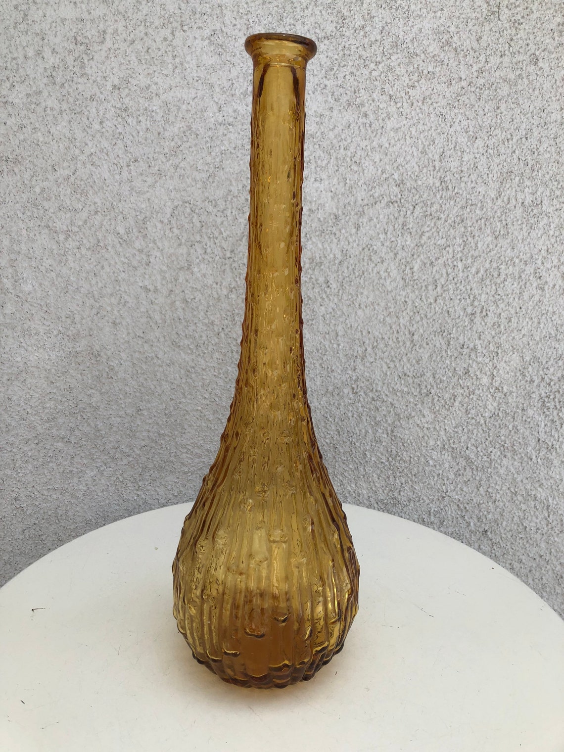 Vintage MCM yellow genie tall round bottle decanter vase Etsy