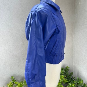 Vintage El Toro Leather Bomber teal blue jacket Size medium Pockets image 4