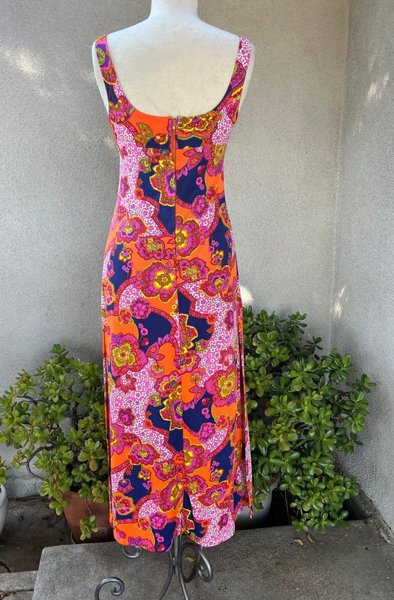 Vintage Hawaiian Groovy nylon maxi colorful sun d… - image 2