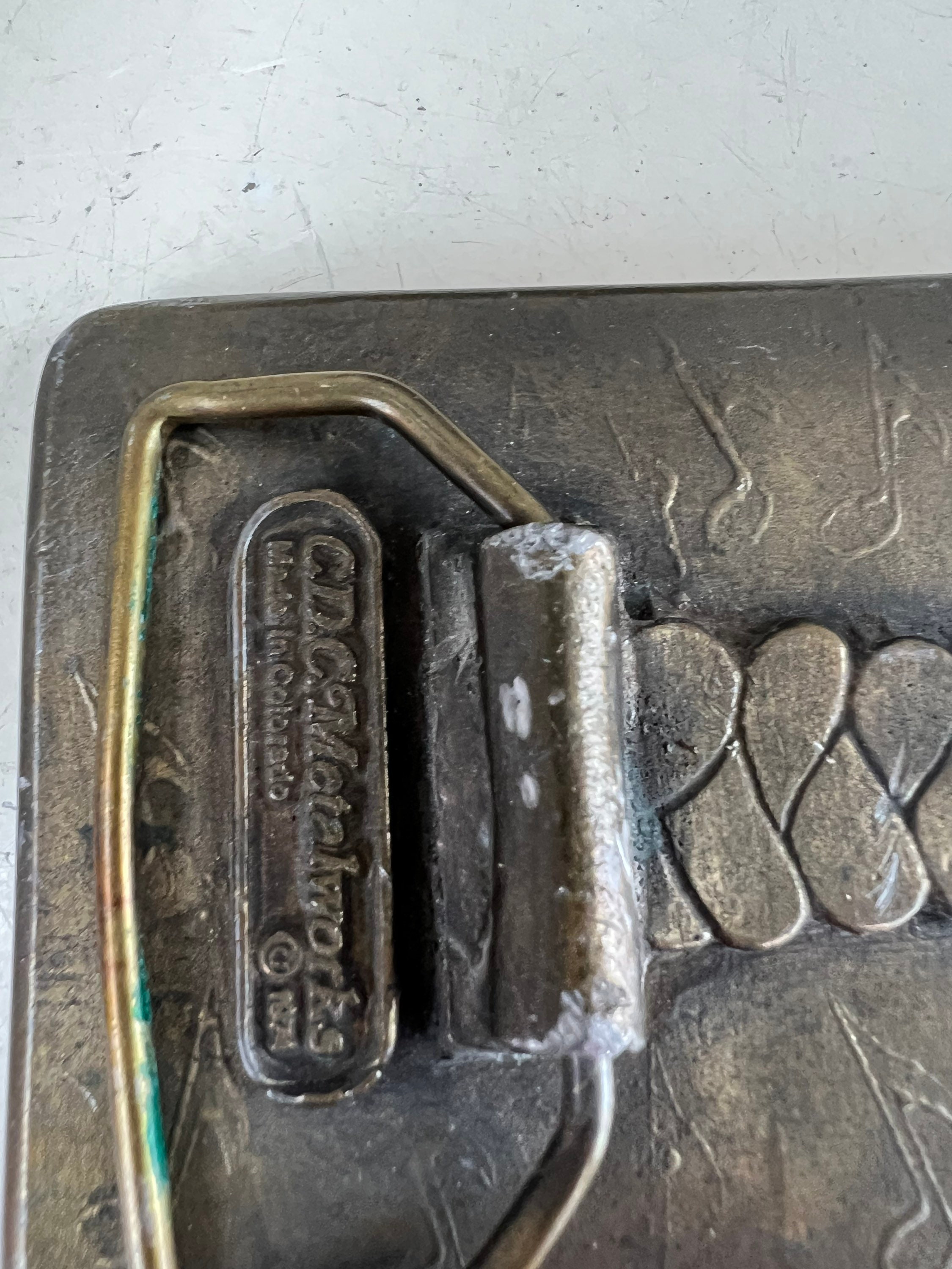 Vintage 1974 music notes metal rectangular belt buckle by C.D.C. Metalworks CDC Metalworks 1974 Belt Buckle Eagle Made in USA | eBay main image 4