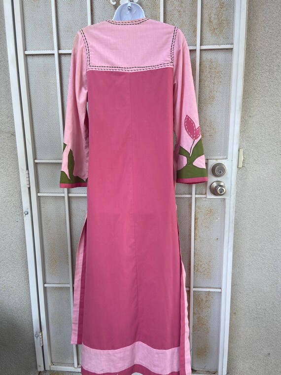 Vintage bohemian custom made kaftan long dress pi… - image 4