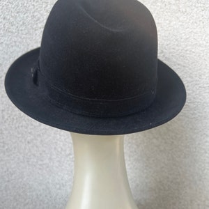 Vintage unisex classic jet black wool fedora hat by Pierre Cardin Paris size 7 3/8 image 8