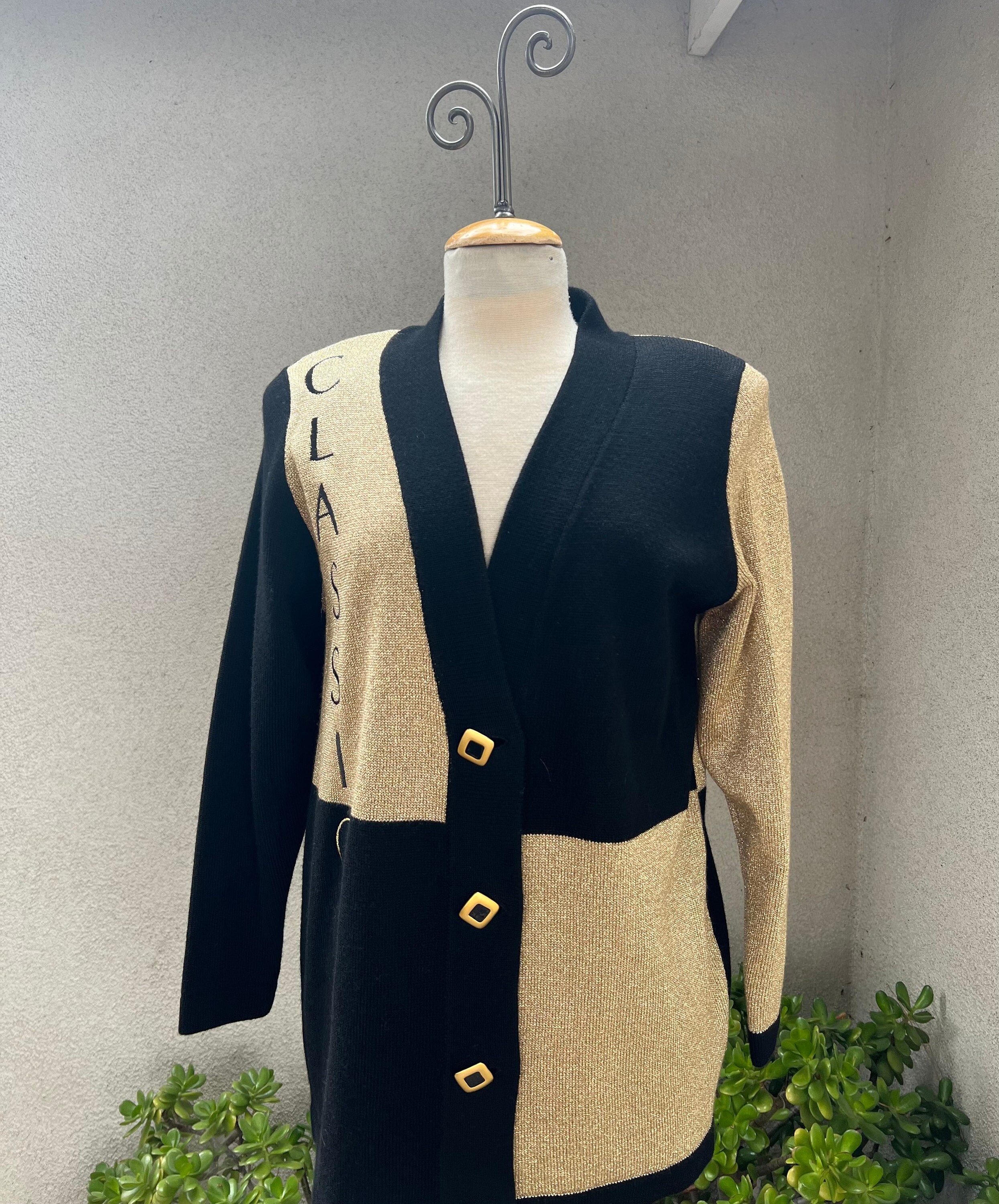 Chanel Inspired Gold Button Cardigan