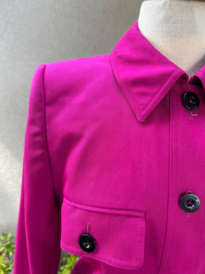 Vintage 80s fuchsia pink wool blazer jacket by Valentino Miss V Sz 38 4 image 8