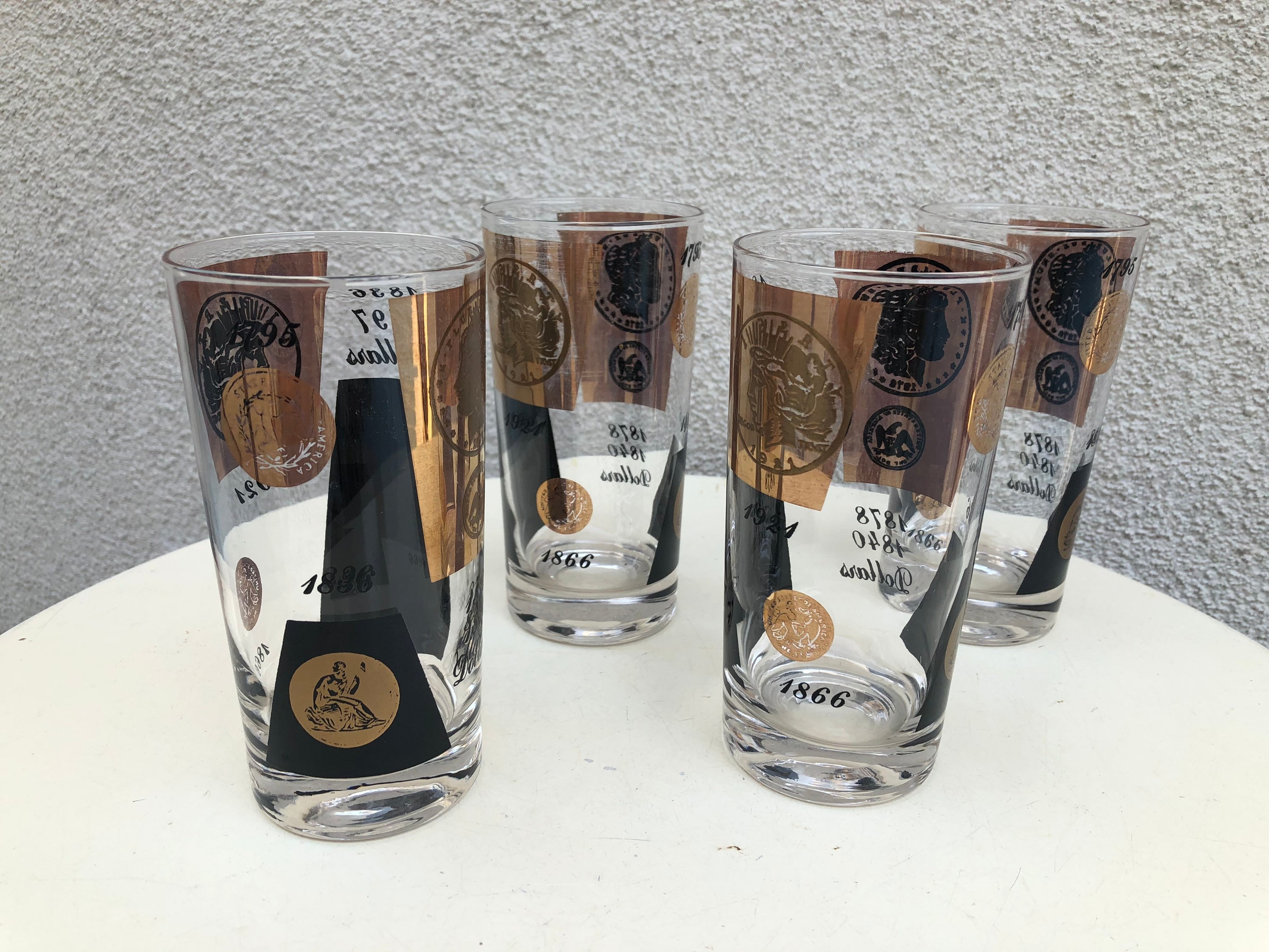 お待たせ! Vintage MCM Barware Cocktails Coin Black and Gold Cera Tall オイルヒーター