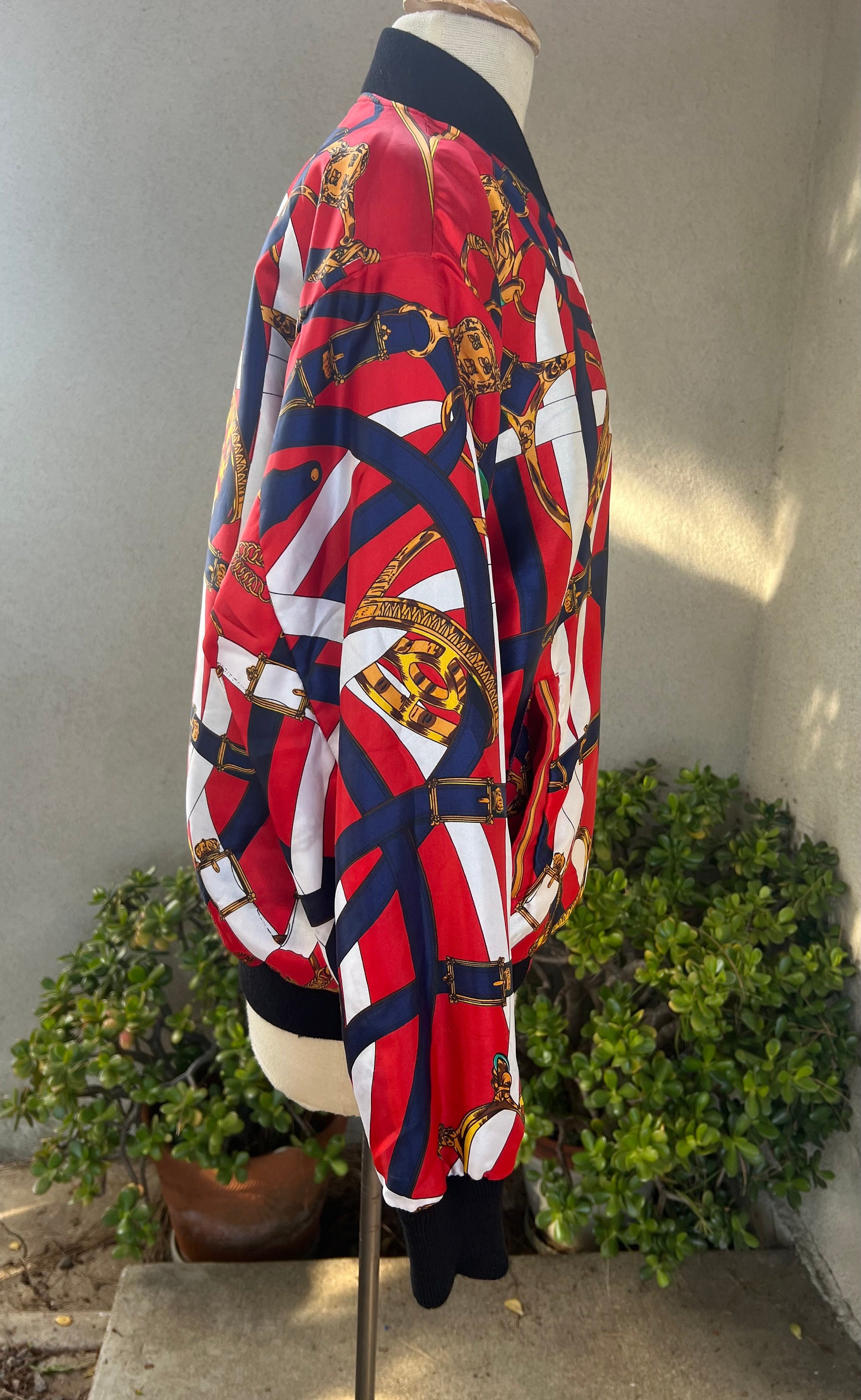 Vintage Reversible Bomber Jacket Baroque Print Polyester Sz M/L - Etsy