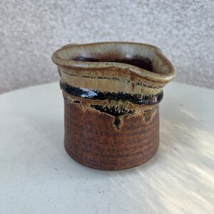 Vintage Studio Art Pottery Stoneware Creamer Small Pitcher Brown Glaze size 3.5 image 4
