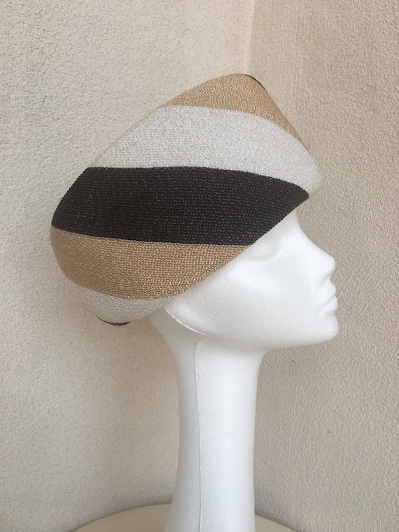 Vintage 1960s huge brim halo style hat browns Ivo… - image 3