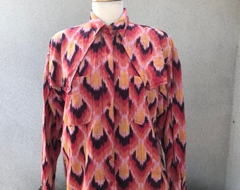 Vintage blouse by Cody James boho southwestern cotton  Sz Medium orange brown yellow