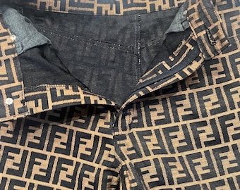 Vintage Fendi Jeans: FF Logo Zucca Print, High Waist (26
