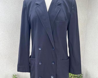 Vintage 80s Escada black wool jacket pant Suit West Germany sz 38 36