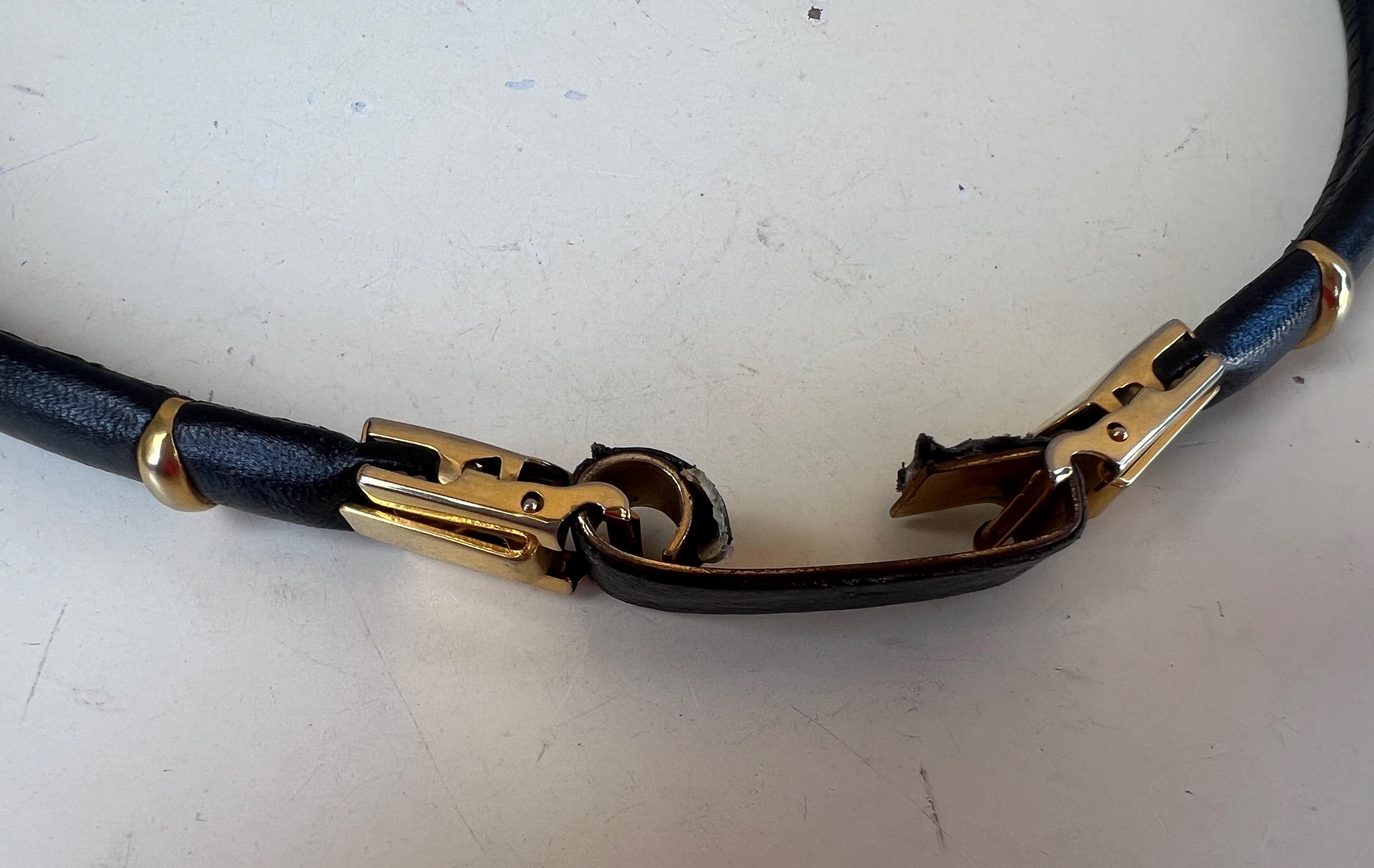Vintage 80s waist skinny belt black round leather gold tone accents fits 29” Vintage 80s Black Leather Skinny Belt: Gold Tone Accents  main image 3