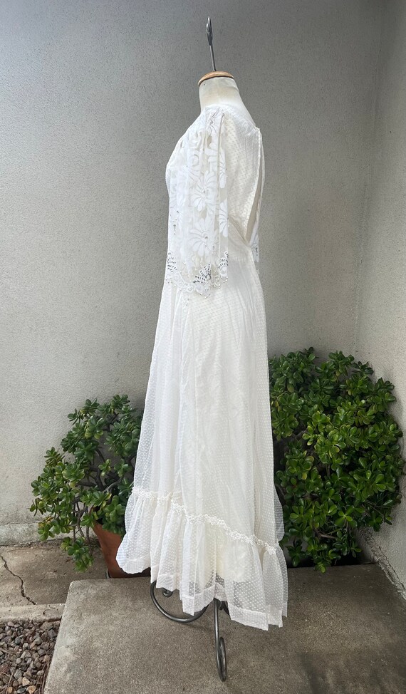 Vintage white Maxi boho chiffon dress beaded with… - image 7