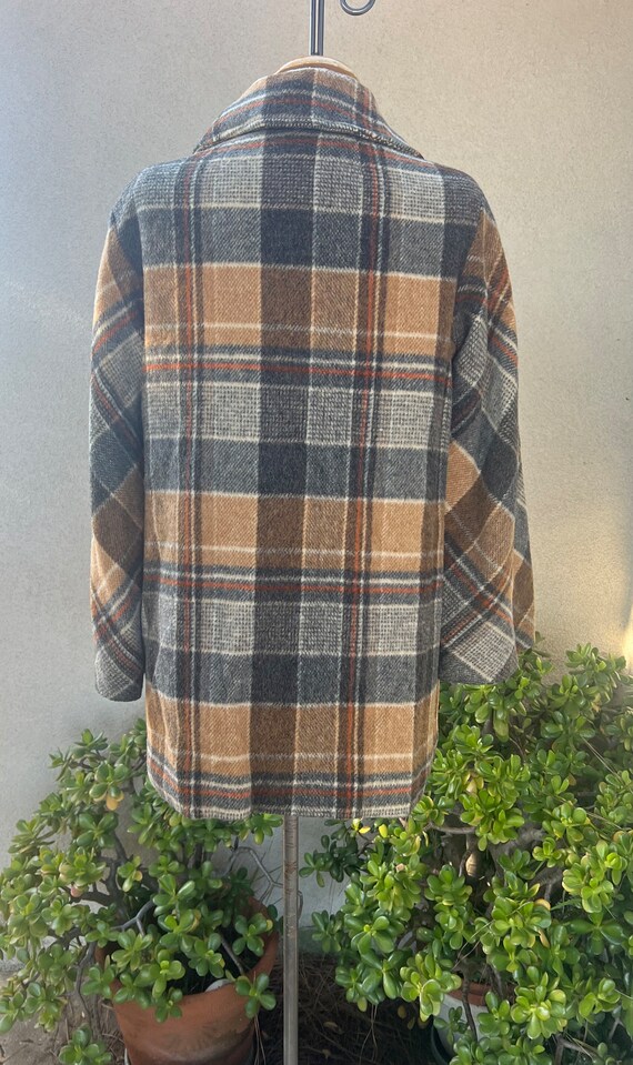 Vintage mod wool brown plaid jacket or short coat… - image 2