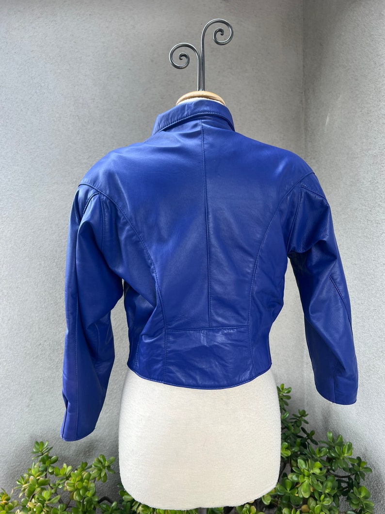 Vintage El Toro Leather Bomber teal blue jacket Size medium Pockets image 2