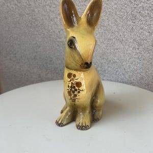 Figurina di coniglio messicano vintage in cartapesta Ser Mel Tonala Messico dipinta a mano