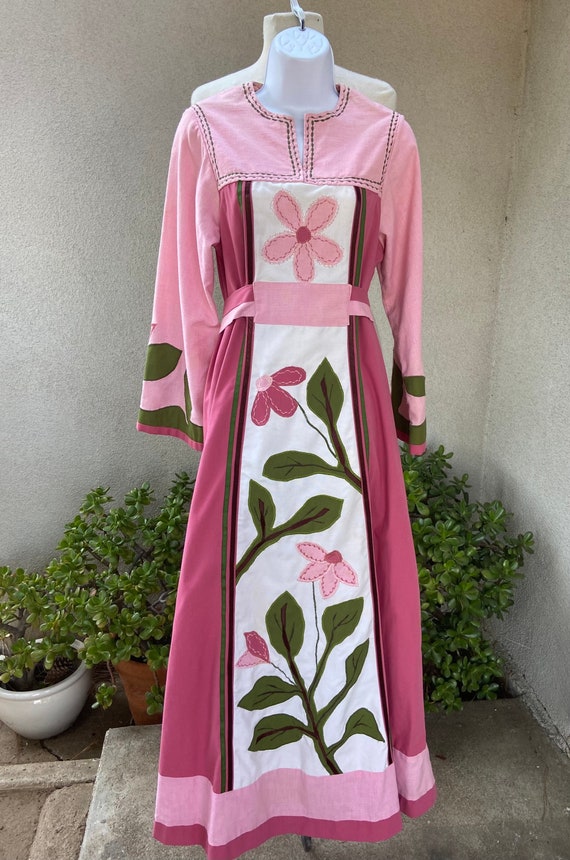 Vintage bohemian custom made kaftan long dress pi… - image 1