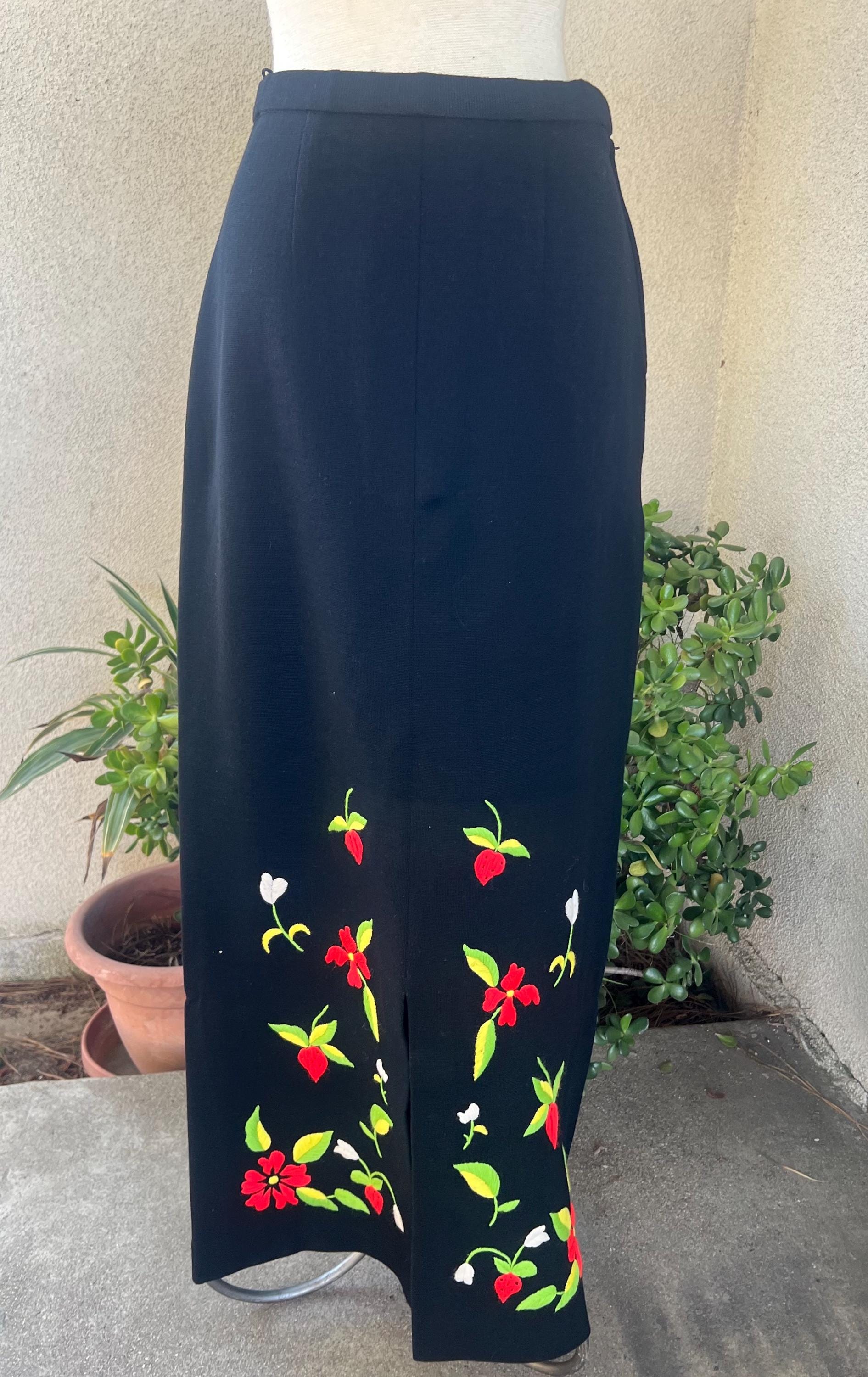 Jupe Crayon Midi PrettyLittleThing - Noire Imprimé Floral, Tricot Stretch, XS