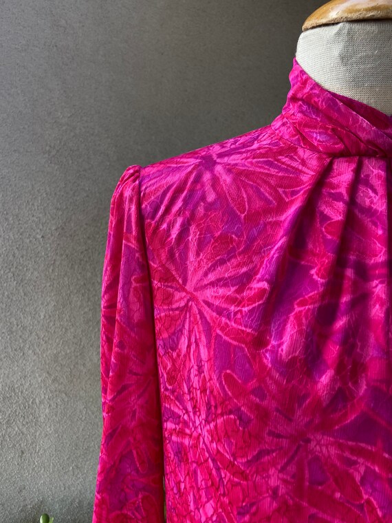 Vintage 80s preppy blouse pink purple sz 4 Petite… - image 6