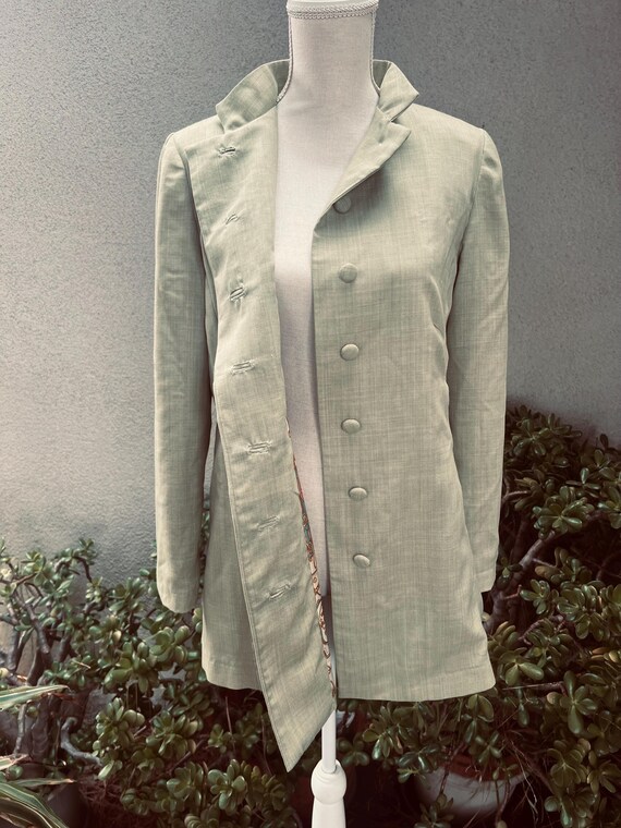 Vintage Mod Green Nehru Jacket: Custom Made Blaze… - image 6