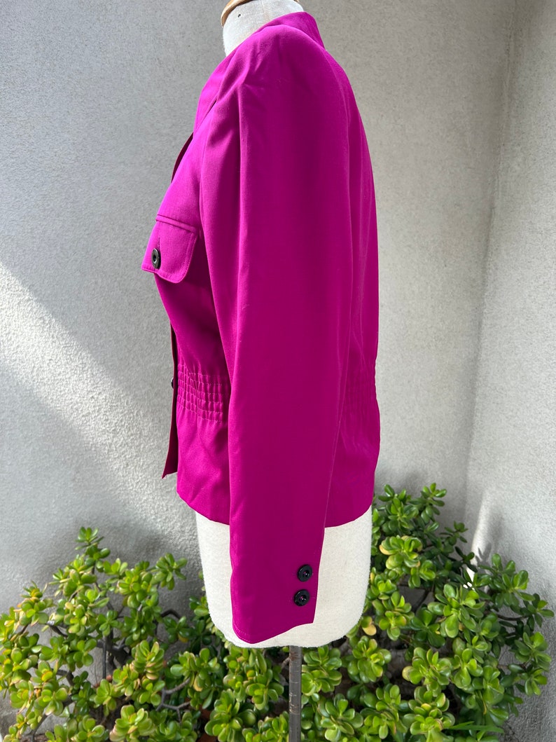 Vintage 80s fuchsia pink wool blazer jacket by Valentino Miss V Sz 38 4 image 4