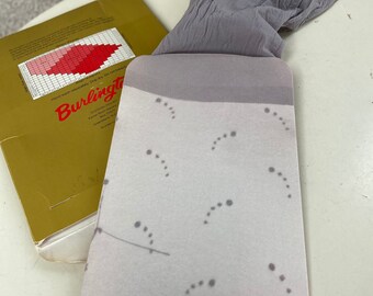 Vintage Burlington textured Dove  grey sheer pantyhose Scatter Dot sz Medium