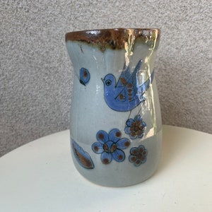 Vintage Ken Edwards Pitcher pottery Blue Bird Mexico El Palomar. Size 7.5”