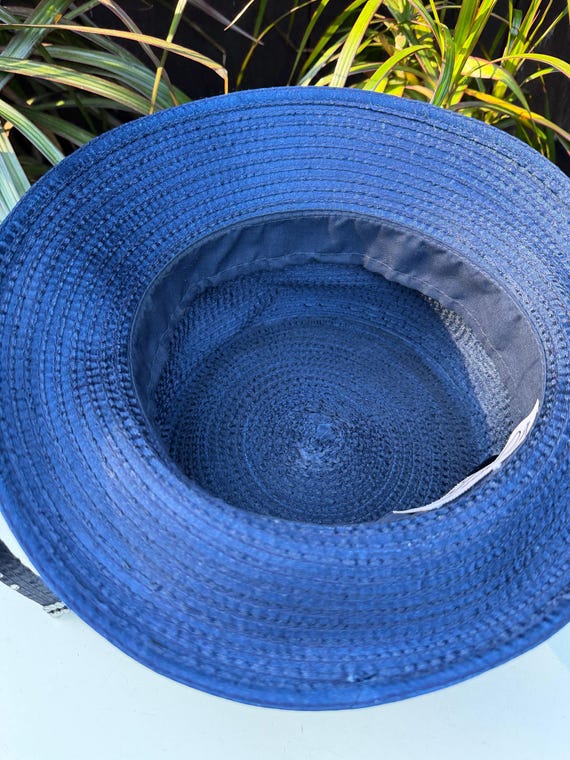 Vintage Navy Blue Brim Hat, Rhinestone Trim, Mr. Song Millinery - Etsy