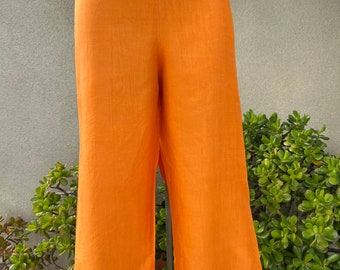 Vintage tangerine orange silk Capris pant by Donna Karan New York Sz 10