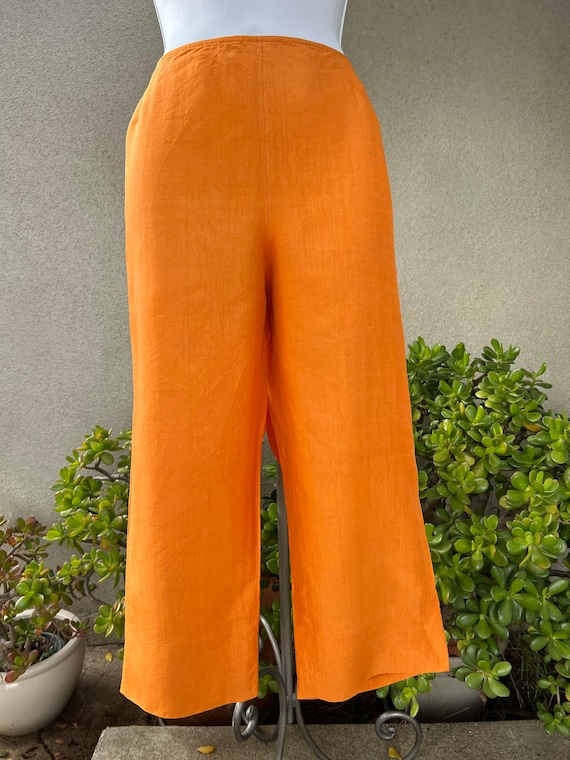 Vintage Tangerine Orange Silk Capris Pant by Donna Karan New York