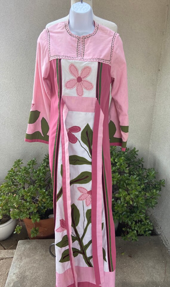 Vintage bohemian custom made kaftan long dress pi… - image 3