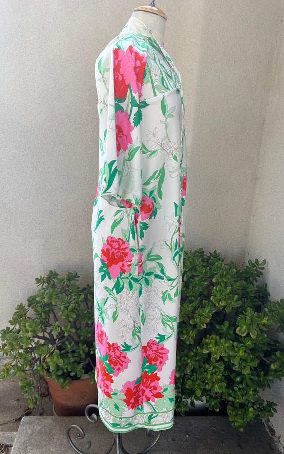 Vintage maxi kaftan dress rose print Sz XS/S Bier… - image 4