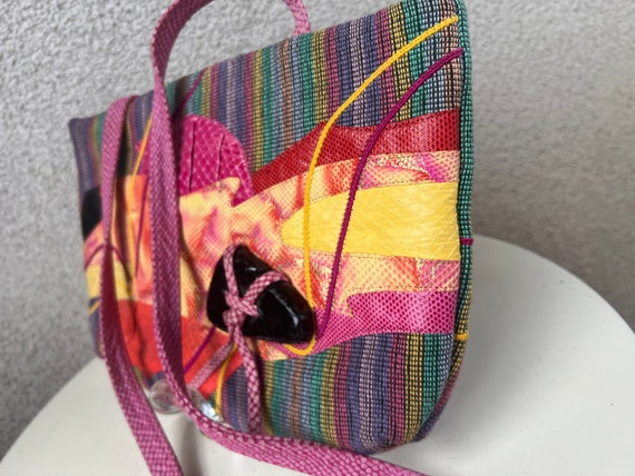 Vintage Carlos Fiori shoulder handbag multicolore… - image 3