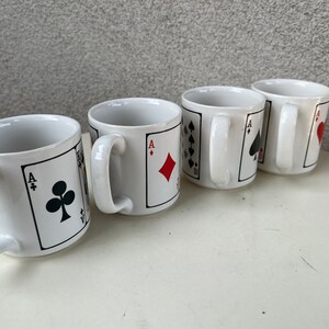 Vintage kitsch ceramic mug set 4 playing cards theme holds 10 oz image 3
