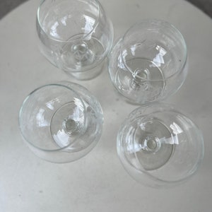 Vintage Radio Brand crystal glasses bamboo etched set4 brandy sniffer glasses holds 12 oz. image 4