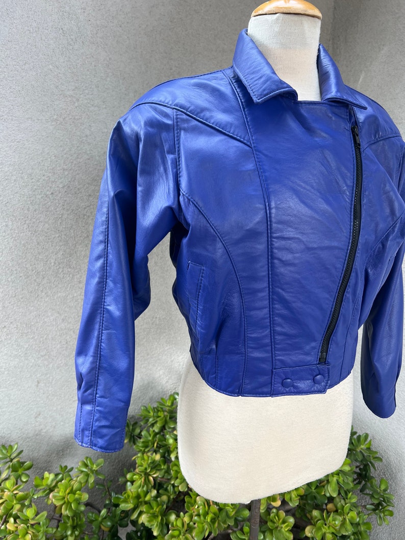 Vintage El Toro Leather Bomber teal blue jacket Size medium Pockets image 1