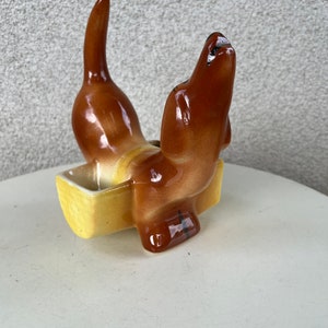 Vintage ceramic pottery wiener dog mens dresser caddy statue dachshund image 4