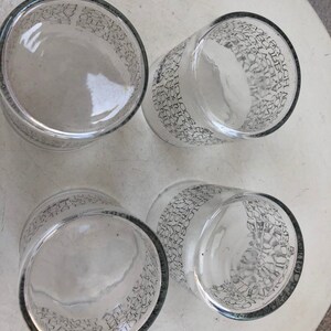 Vintage kitsch barware clear old fashions glasses set 4 black letters imprint Scotch Bourbon Gin Vodka by HBBZ Holds 10 oz image 9