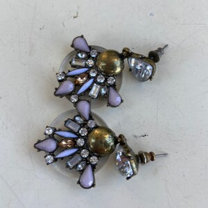 Vintage Art Deco style dangle earrings rhinestone stones plastic brass pierced by Baublebar 3 1/4 image 7
