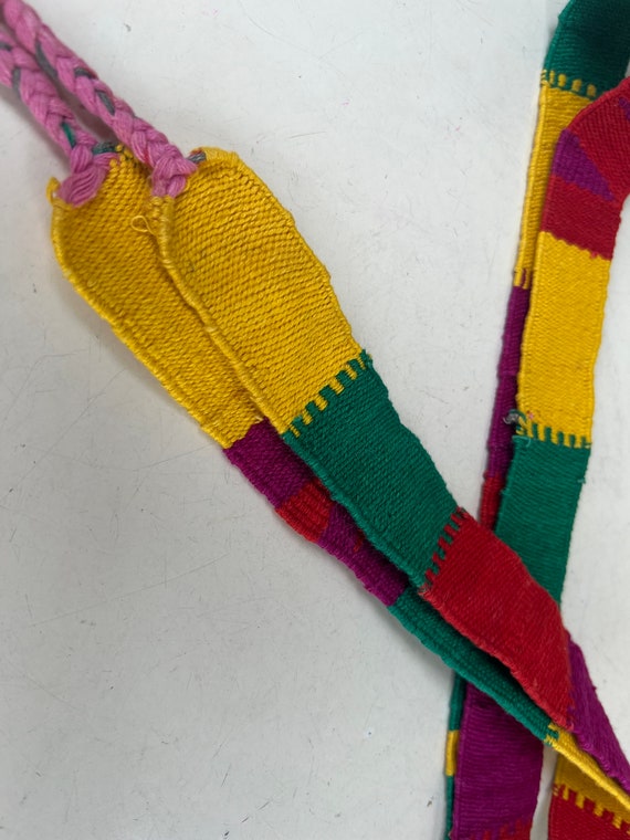 Vintage boho Mexican woven fabric belt sash color… - image 6