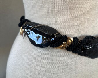 Vintage Glam Belt: Black Ceramic Shells, Gold Trim, Bronze  display picture 2