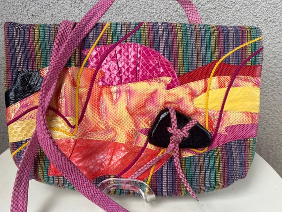 Vintage Carlos Fiori shoulder handbag multicolore… - image 9