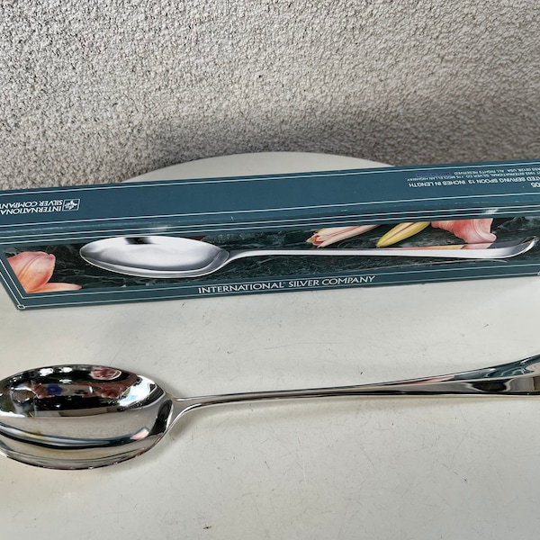 Vintage 1993 silver plated serving spoon 13”by International Silver Company NWT