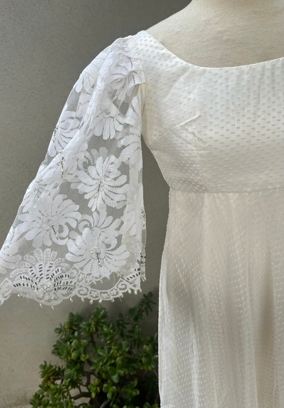 Vintage white Maxi boho chiffon dress beaded with… - image 4