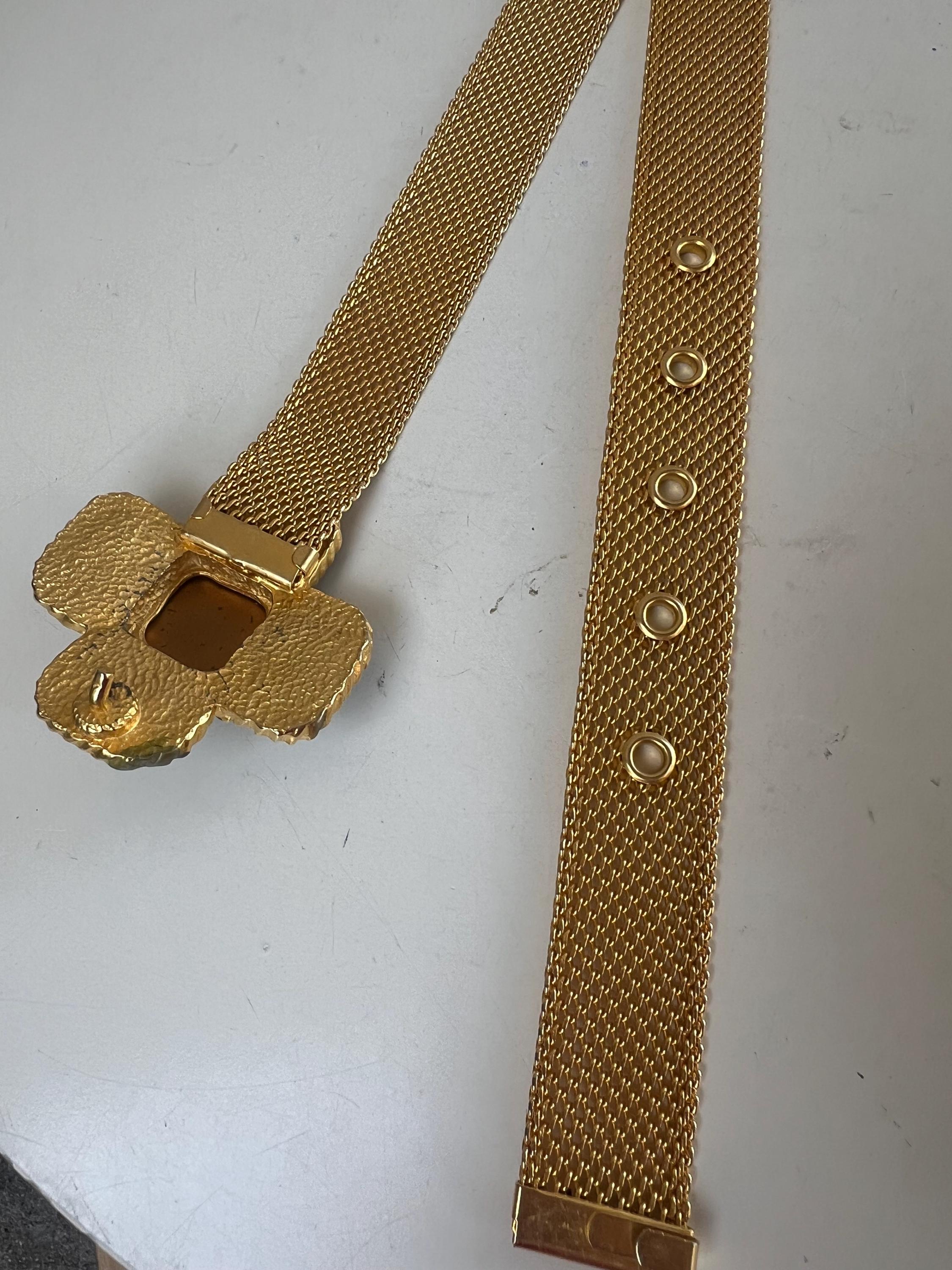 Vintage Glam Belt Golden Mesh With Cross Amber Tone  display picture 3