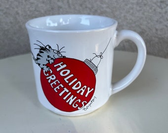 Vintage coffee mug Holiday Greetings Christmas theme by Recycled Paper Products