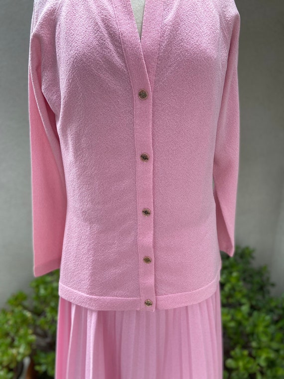 Vintage 1960s soft pink sponge type knit dress w … - image 5