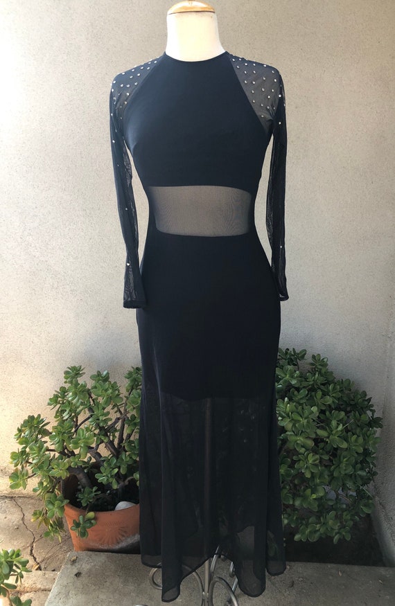 black sheer rhinestone dress